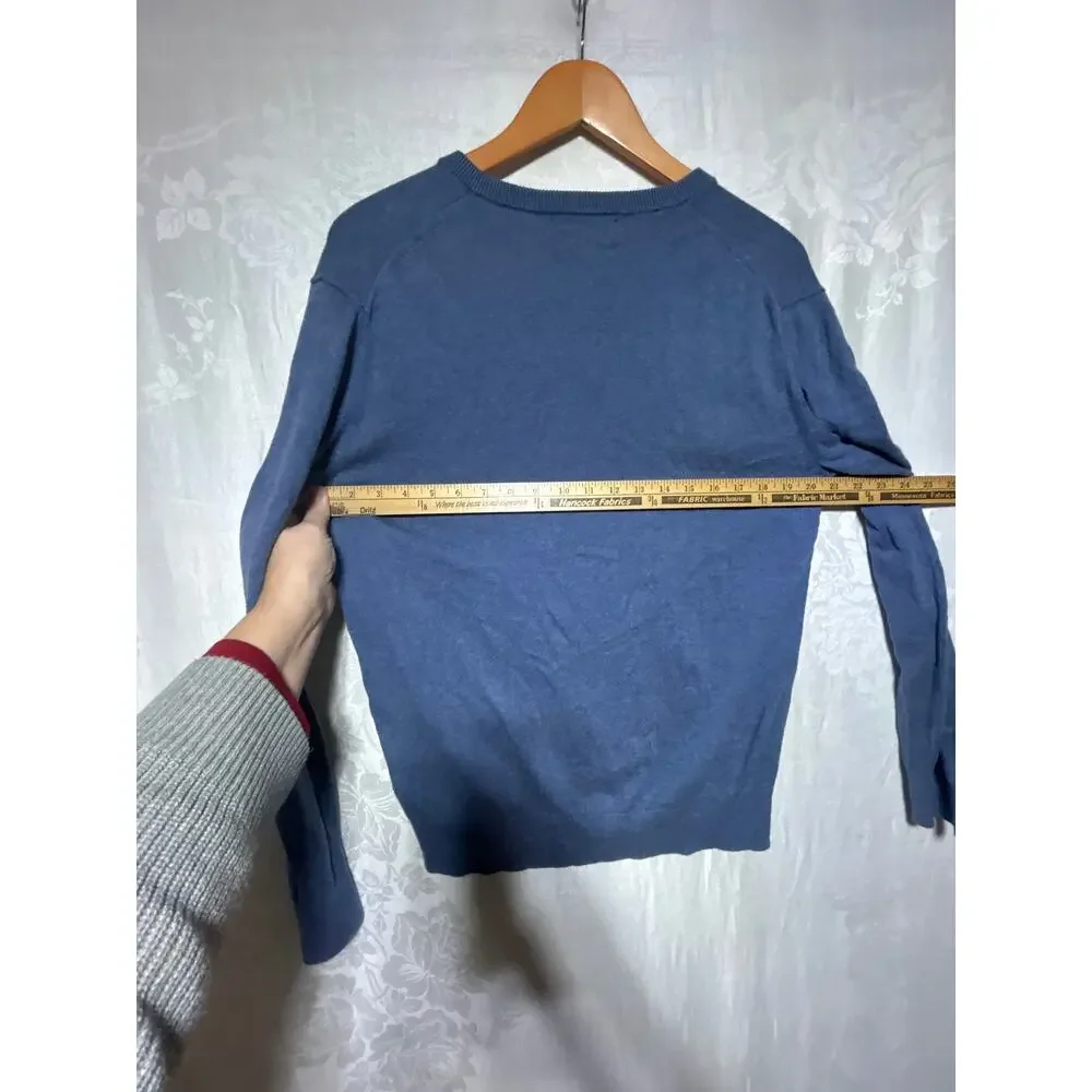 Banana Republic Sweater Medium Blue Premium Luxe Yarn Silk Cashmere Blend V Neck